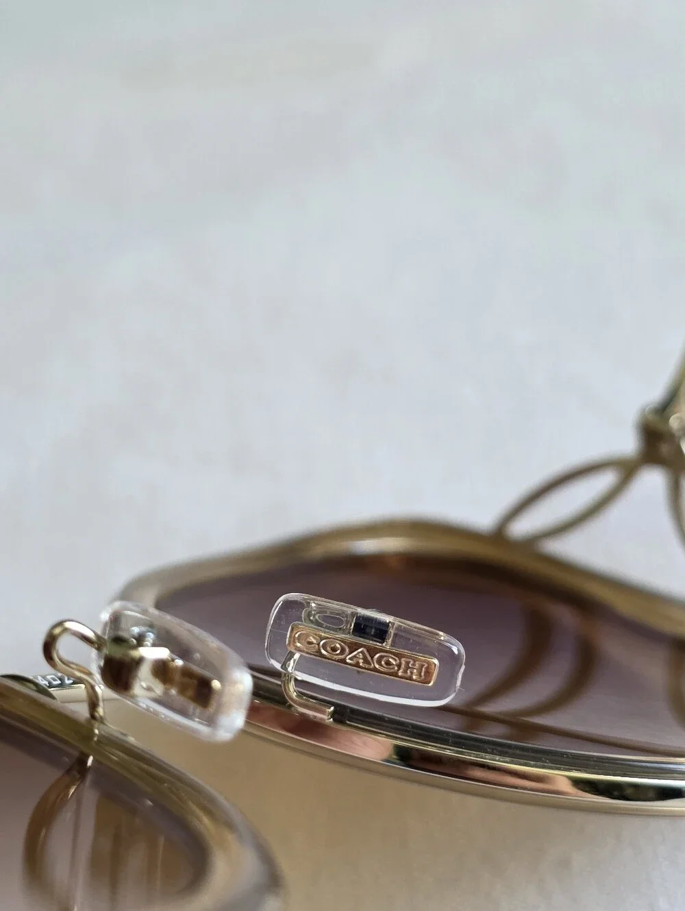 Coach CK483 Tea Rose Butterfly Oversized Square Sunglasses Clear Fawn NWOT